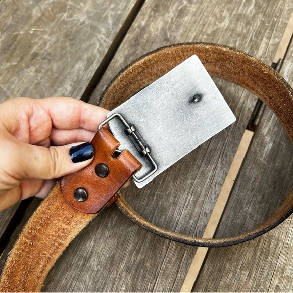Vintage Chambers Tooled Leather Belt with North Dakota Soil Conservation Buckle - Picture 6 of 9